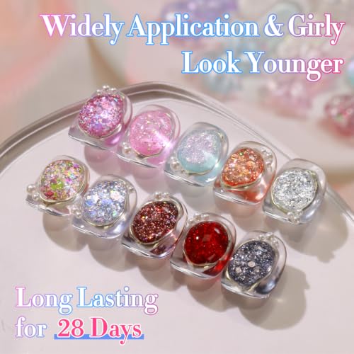 Double Rhythm 28Pcs 0.5Oz Glitter Gel Nail Polish Set Same Color Same Bottle Kit Nail Art Manicure Salon DIY at Home (Sparkle Pearl Shimmer Collection-T24-9) - color: Pearl Glitter Rose Gold