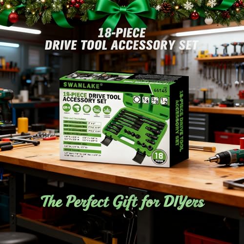 18-piece Impact Socket Extension Set Tools, Swivel Universal Joint, Deep 1/4", 3/8", 1/2" Drive Socket Adapter, Extension Bar, 3 Ratchet Coupler, CR-V Steel Alloy Corrosion-Resistant Mechanic Tools - style: 18-Piece Socket Extension
