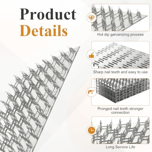 MIVIDE 20 Pack 4x6 Inch Truss Plates, Pronged Truss Mending Plate, Flat Mending Plates with Nail Teeth Height 7.5 mm, Thickness 1mm for Wood Truss Connector Plate