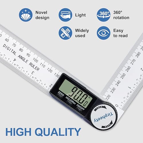 Digital Angle Finder Protractor, 7-Inch (200mm) Measuring Tool | 3rd Generation Quick Display, Angle Gauge Ruler, Professional Measuring Tool, Woodworking, Carpentry, and Construction