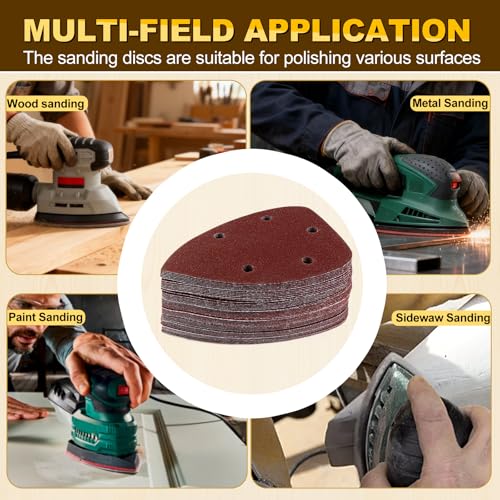 55Pcs Mouse Detail Sander Sandpaper, 9 Grits Triangle Sanding Pads