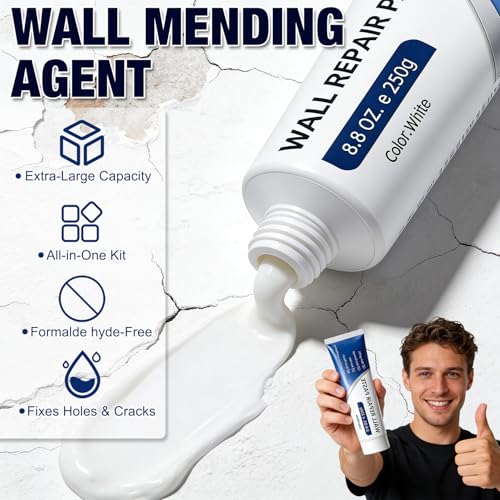 Efficient Drywall Patch Repair Kit with Scraper, 2026 New Quick Drying Wall Mending Agent White Spackle Wall Repair Paste Wall Repair Agent Tile Gap Fille for Holes & Cracks Nail Holes