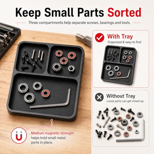 Magnetic Tool Tray for RC Car Drone Electronics Repair Small Parts - color: Black