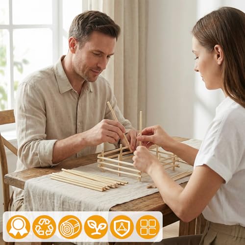 30PCS Wooden Dowel Rods, 10" X 6mm Dowel Rods Wood Sticks Wooden Dowels Round Unfinished Wood Sticks for Crafts Arts and Diyers