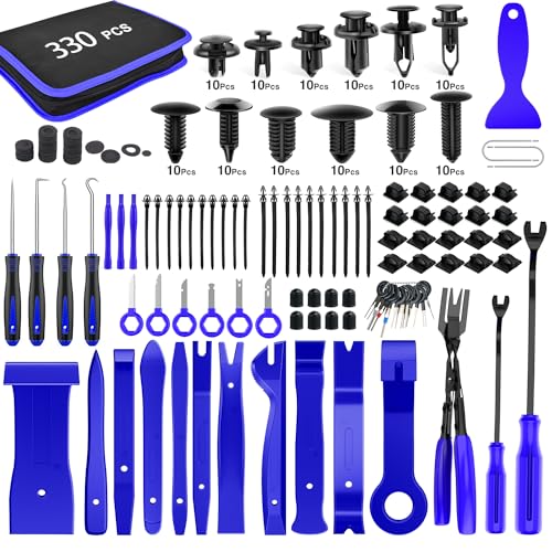 GOOACC 330Pcs Trim Removal Tool Auto Push Pin Bumper Retainer Clip Set - color: 330Pcs Clips Removal Kit Blue