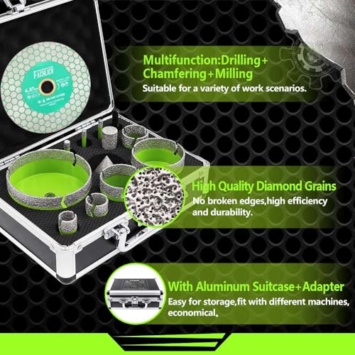 Tile Hole Saw Kit Diamond - (6-100mm Drill Bits+Finger Bit+Chamfer Bit+Adapter+Tile Blade) Diamond Hole Saw Kit - size: Kit4