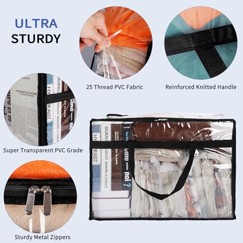 Blanket Storage Bags Extra Large 60L 4 Pack Clothes Organizer - color: A-Clear