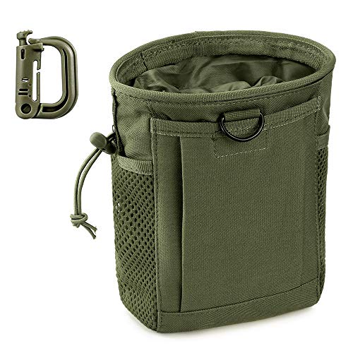 LIVANS Tactical Molle Dump Pouch, Magazine Drop Pouch Drastring Ammo Bag - color: Army Green