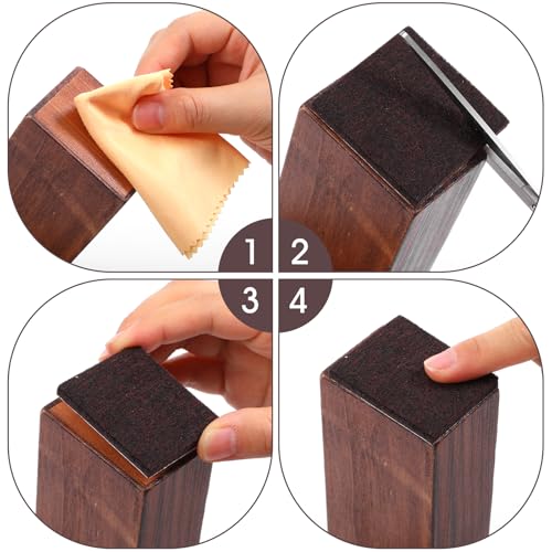 12Pcs 2x2 Inch Square Felt Furniture Pads, Self Adhesive Cuttable Anti Scratch Floor Protectors for Hardwood Floors, Brown