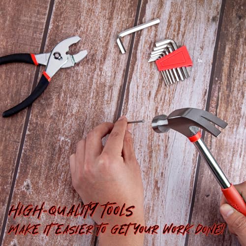 CARTMAN 39-Piece Household Tool Set, Red Hand Kit With Storage Case - color: Red