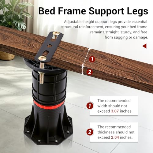 LOSCHEN 4 PCS Adjustable Bed Support Legs with Metal Fixing Accessories, 8.4-13.5 Inch，Heavy Duty Bed Frame Support Feet,Bed Support Reinforcement Parts Bed Slats Support Leg Bed Replacement Legs - size: 8.4-13.5 inch (4pcs)
