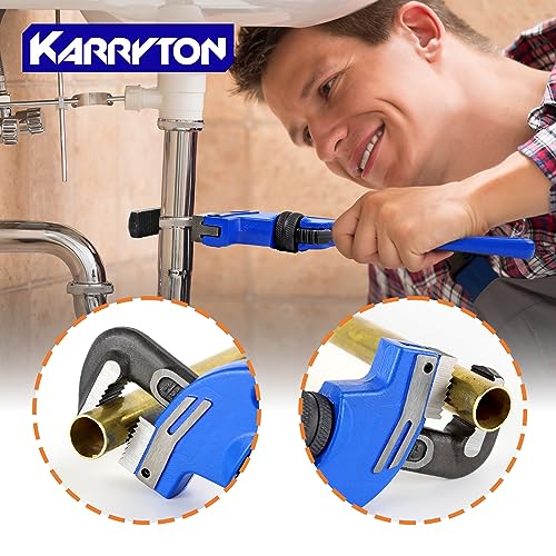 8 Inch End Pipe Wrench, Jaw Opening 1.5"/38mm Adjustable Cast Iron offset Handle Plumbing Wrench, Perfect Plumbers Tool for Oil Field, Plumbing, Auto Repair, Construction and Mechanics - size: 8-IN, style: End