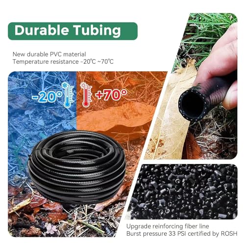 Maotong 40 FT 1/2 inch Drip Irrigation Tubing Main Line Hose Tube for Garden Irrigation System (Includes 1/2" Straight Connector and 3-Way Connector) - size: 40FT 1/2" Main Tubing
