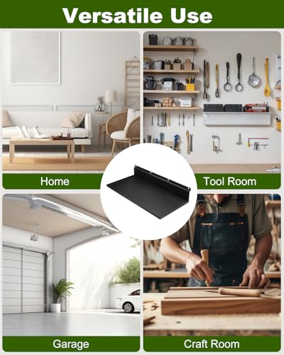 4 Pack 17×8 Inch Metal Slatwall Shelves, Black - style: 4 Pack Black