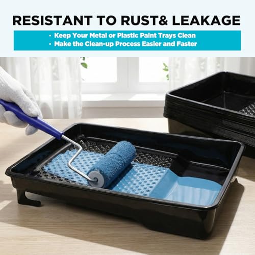 Geelin 40 Pcs 9 Inch Disposable Paint Tray Liner Heavy Duty Plastic Household Paint Pan Trays(Dots, Black) - color: Black, size: 9 Inch, style: Dots
