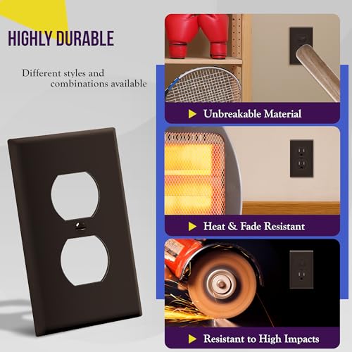 ENERLITES 10 Pack Outlet Covers Wall Plate for Duplex Receptacle, Brown - color: Brown, size: Standard Size