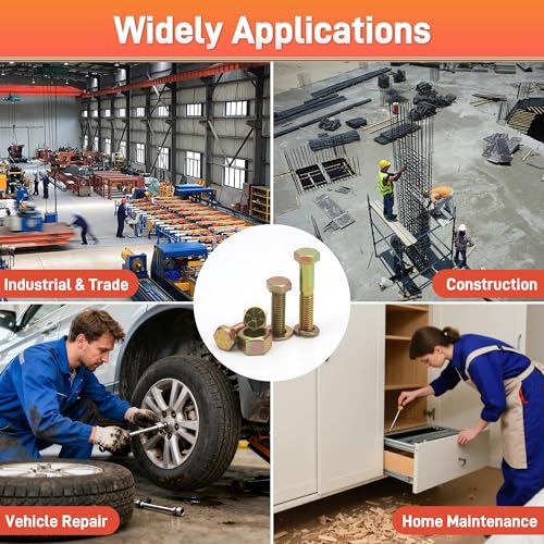 Quibbay 924Pcs Grade 8 Bolts and Nuts Assortment Kit, 1/4-20, 5/16-18, 3/8-16, 1/2-13 Heavy Duty Hex SAE Assorted Bolts Nuts and Washers Kit, Carbon Steel Machine Hardware Screw Sets with Case - style: 924PCS 1/4-20 5/16-18 3/8-16 1/2-13