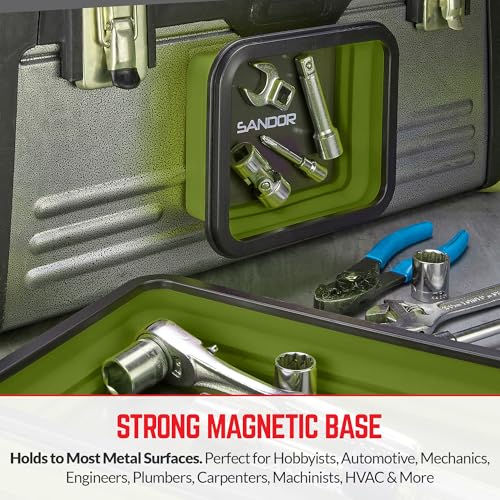 Collapsible Magnetic Parts Tray Set - 3 Different Sizes - Olive Green - color: Olive Green