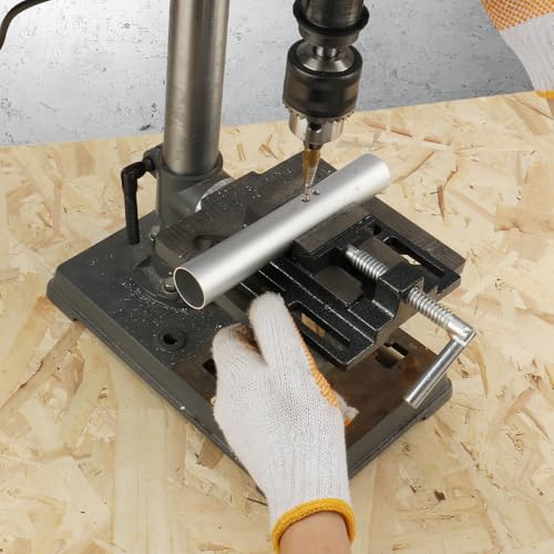 Hoteche 4-Inch Drill Press Vise, Bench Vise Clamp for Drilling Machine, Heavy Duty Milling Vice with Hardened Tempered Jaws, Black Powder Coated Slotted Workbench Fastener for Metal & Woodworking - size: 4-Inch