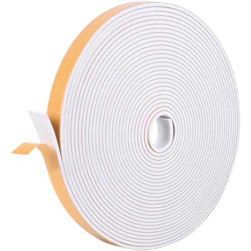 Kikerike Self Adhesive Foam Tape Weatherstrip 1in x 1/8in x 40Ft High Density Foam Insulation Strips Seal Weather Stripping with Strong Adhesive for Door and Window Sound Isolation Soundproofing - size: 1in x 1/8in x 40Ft