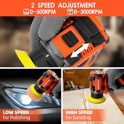 Brushless Small Sander with 36PCS Sandpapers, 2 Variable Speed Cordless Sander (0-500/0-3000 RPM), 2600mAh Battery, Mini Compact Design Electric Sander for Wood, Metal, Paint Removal, and DIY Projects - size: 1 X 2600mAh Battery Kit