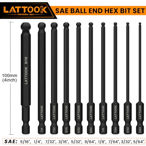 SAE Ball End Hex Head Allen Wrench Drill Bit Set - style: 10PCS Ball Hex Bits
