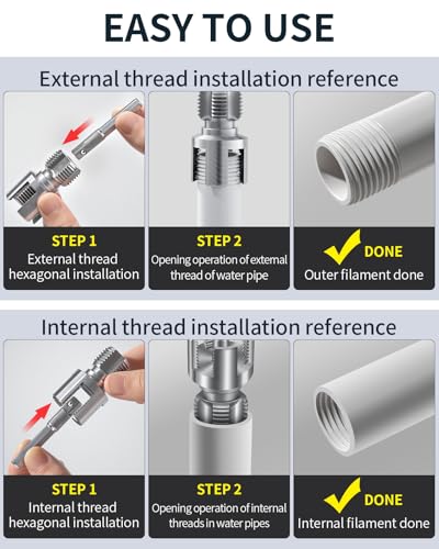 3-Piece PVC Pipe Threading Tool, 1/2, 3/4 and 1 Inch