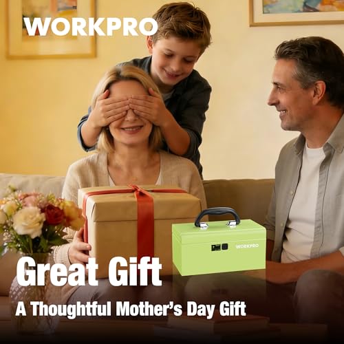 WORKPRO 10.8" Mini Metal Tool Box with Removable Tray - color: Macaron Green