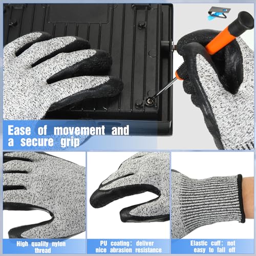 Copkim 18 Pairs Level 5 Cut Resistant Gloves Lightweight Protective Gloves with PU Coated Working accessories for Women Men - size: Medium
