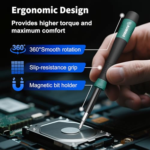 STREBITO 64PCS Mini Precision Screwdriver Set with Torx, Triwing, Pentalobe - color: Green