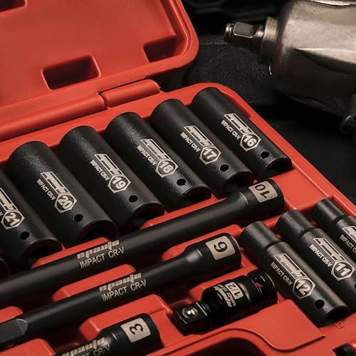 EPAuto 1/2-Inch Drive Metric Deep Impact Socket Set, 10-24 Nm - color: Orange/Black