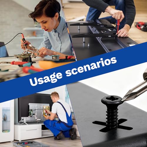600pcs M3 Phillips Pan Head Self-Tapping Wood Screws, 6 Sizes Cross Recessed Round Head Screws Assortment Kit, Black Carbon Steel for Wood/Plastic/Soft Metal, Sharp Point - size: M3x5/6/7/8/10/12-600Pcs