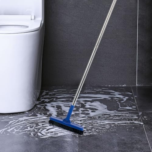 CELOX Heavy Duty Long Handle Scrub Brush, Tile Scrub Brush with Long Handle Stiff Bristles for Cleaning (Blue) - color: Blue