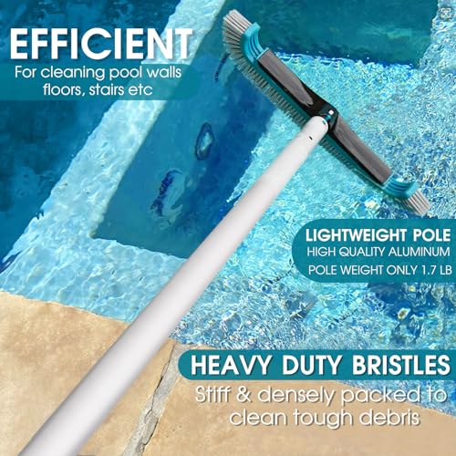 Swimming Pool Cleaning Kit - Pool Skimmer Rake Net with Pole and Brush Head