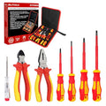 BILITOOLS 1000V Insulated Electrician Screwdriver & Pliers Set - 7pcs Electrical Tools Kit with Magnetic Phillips, Slotted Screwdrivers, VDE & GS Certified - color: 7pc Screwdriver & Pliers Set, size: Insulated Screwdriver Set