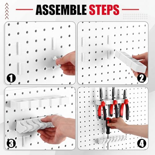 Junkin 6 Pcs Pegboard Screwdriver Holder and Pliers Organizer Set, White - color: White