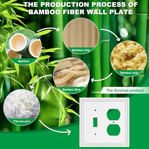 OKAYZIP White Decorative Combination 2 Gang Toggle/Outlet Covers Wall Plate - size: 1 Toggle/1 Duplex 2 Pack