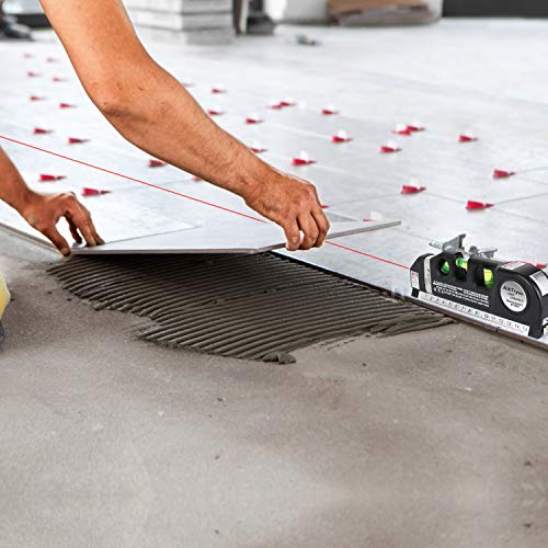 Laser Level Line Tool, Multipurpose Laser Level Kit Standard Cross Line Laser leveler Beam Tool with Metric Rulers 8ft/2.5M for Picture Hanging cabinets Tile Walls by AikTryee. - color: Red Laser