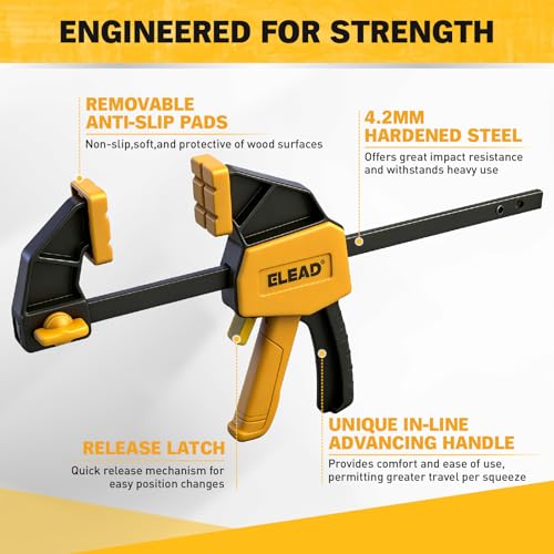 6" Mini Bar Clamps for Woodworking, 2-Piece One-Handed F Clamp/Spreader, 75LBS Load Limit Wood Clamp, Quick Release Grip Clamps for Table Wood Working, Light-duty Tools - style: 2-Piece 75lbs