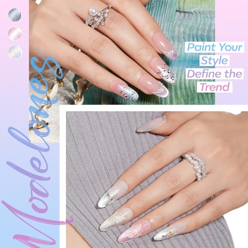modelones Cat Eye Gel Nail Polish Set, Light Pink Purple White Blue Grey - color: Lunar Prism Veil