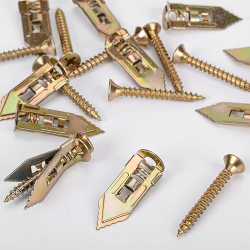 180 Pcs Self-Drilling Drywall Anchors with Screws Kit, Zinc Plated Steel, Easy Application No Drill or Holes in Wall, 90 Anchors and 90 Screws - size: 1size-90pcs