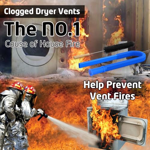 2Pcs Dryer Vent Cleaner Kit, Lint Brush & Universal Vacuum Hose Deep Blue | Upgraded Flexible Hose Design for Smooth Airflow Without Whistling Noise - color: Deep Blue