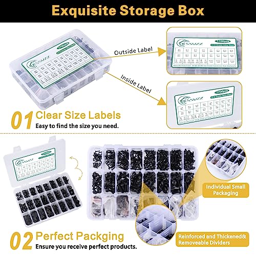 1700PCS Metric Nuts and Bolts Assortment Kit - M2 M3 M4 M5 Screws Assortment, Assorted Machine Screw Set with Lock & Flat Washers, Grade 12.9 Alloy Steel Hex Socket Head Screws Bolts and Nuts Kit