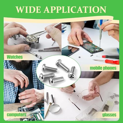 600Pcs M1.6 x 3mm / 4mm / 6mm / 8mm / 10mm Metric Micro Screws Nuts Assortment Kit, Phillips Pan Head, Tiny Machine Screws Assortment for Watch Repair, Electronics, RC Drones, Arduino, DIY Projects - size: M1.6x3/4/6/8/10-600Pcs