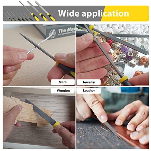 Steel File, Metal File, Half-Round/Round Files and 6 Pcs Needle Files | With Storage Bag and Steel Brush, Ergonomic Handles, Long-Lasting Cutting, For Woodwork, Metal, Leather and Plastic - color: Black-10pcs