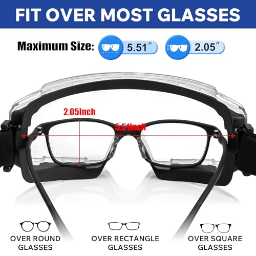 Safety Goggles Over Glasses 2 Pack Anti Fog Lens ANSI Z87.1 Certified | Eye Protection for Chemistry Lab Work & Industrial Use, Impact Resistance, Adjustable Strap, Youth Men & Women - color: 2/Black