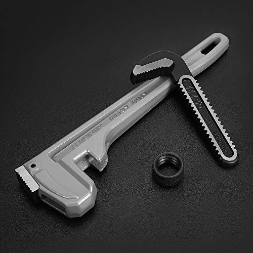 DURATECH 3-Piece Aluminum Straight Pipe Wrench Set, 10",14" and 18" - size: 10, 14, 18-inch, style: Straight