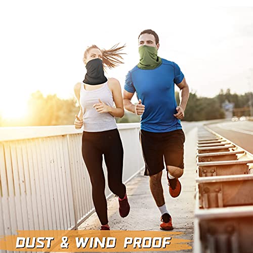 Neck Gaiter Face Mask: Cooling UV Protection Face Cover Breathable | Washable Reusable Gator Scarf Sun Wind Dust Shield Bandana for Mowing Fishing Cycling Running for Men Women - color: Black&grey&green&blue