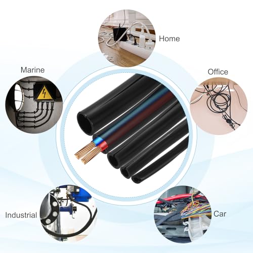 MECCANIXITY 3 m Split Silicone Cable Sleeve Tubing, ID 2mm Black Split Silicone Tube Cord Organizer Wire Shielding Sheathing Wrap for USB Charge Power Cord Audio Video Cable - color: Black, size: 2mm*3m