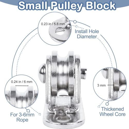 Small Pulley Block 1" Mini Duplex Pulley Roller Frictionless Silent Wheel Heavy Duty Fixed Pulley Loading 176 lb for Rope Cable Cord Guide & Wall Ceiling Mount DIY Project - 10 Pack - size: 10 Pack